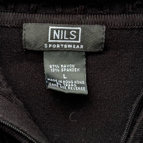 NILS Black Half-Zip Sweater size large - Picture 2 of 7